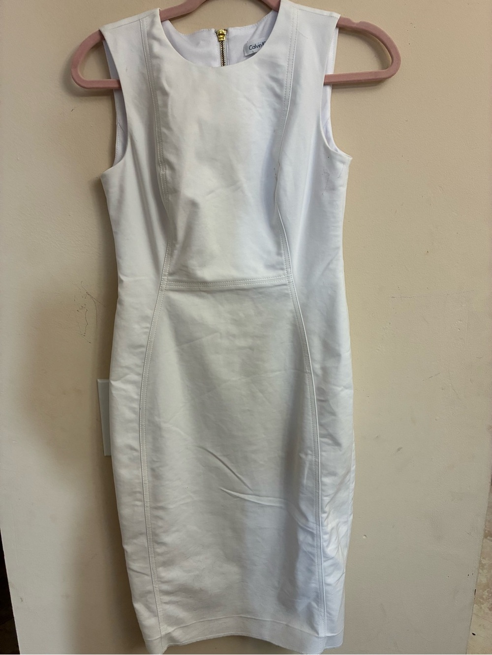 Calvin Klein White Dress with Gold Zipper